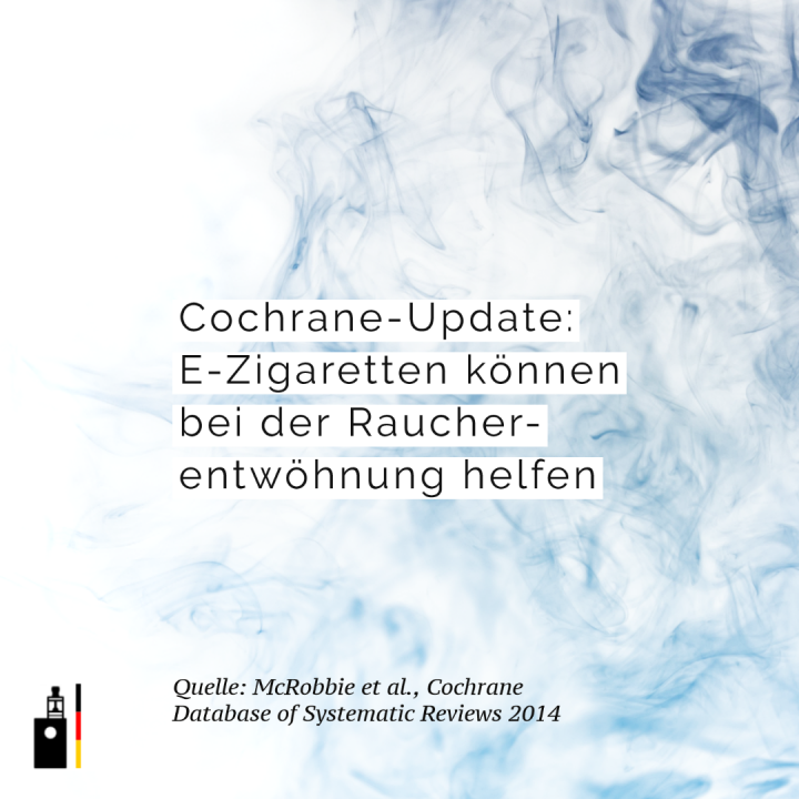 Cochrane-Update: E-Zigaretten können bei der Raucherentwöhnung helfen
