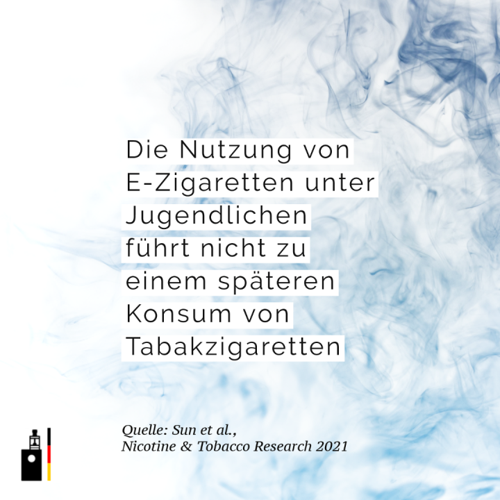 Die Nutzung von E-Zigaretten unter Jugendlichen führt nicht zu einem späteren Konsum von Tabakzigaretten