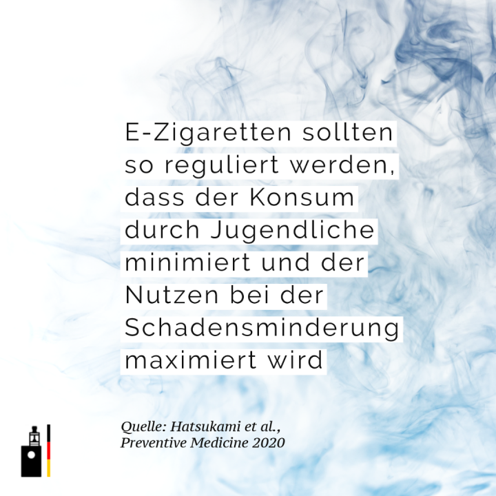 E-Zigaretten sollten so reguliert werden, dass der Konsum durch Jugendliche minimiert und der Nutzen bei der Schadensminderung maximiert wird
